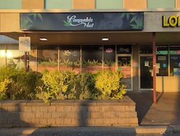 Cannabis Hut Victoria Park storefront with signage and entrance in Toronto