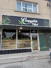 Cannabis Hut North York storefront at 898 Wilson Avenue with signage and entrance