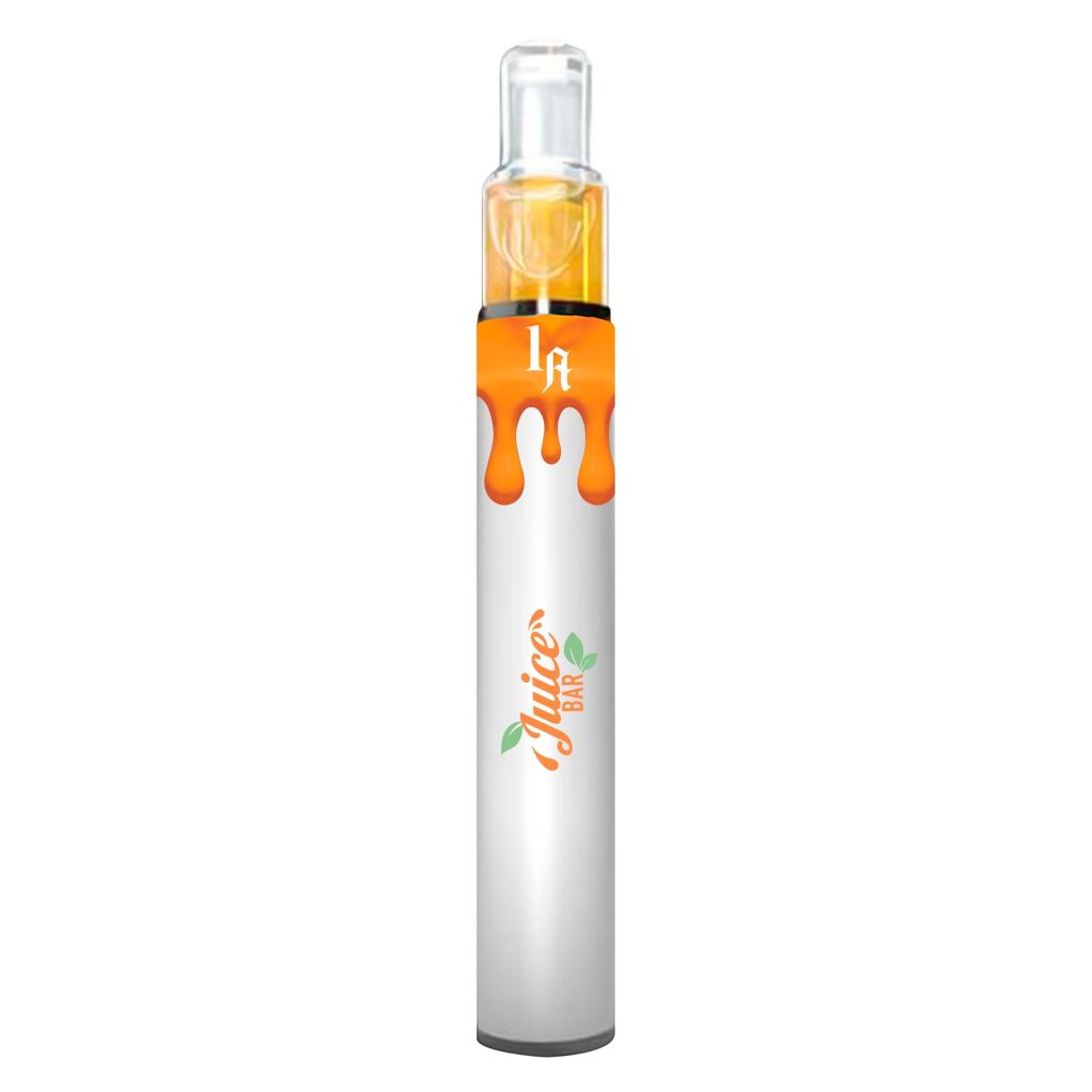 1A Juice Bar all-in-one live rosin disposable vape pen with orange drip design