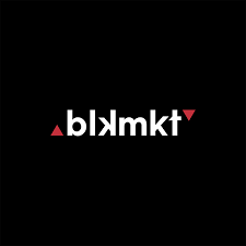 BLKMKT cannabis brand logo with minimalist white text and red accents on a black background