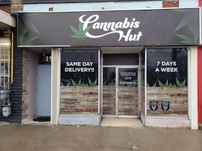 Cannabis Hut storefront at 1097 Victoria Park Ave in Toronto offering same-day cannabis delivery 7 days a week
