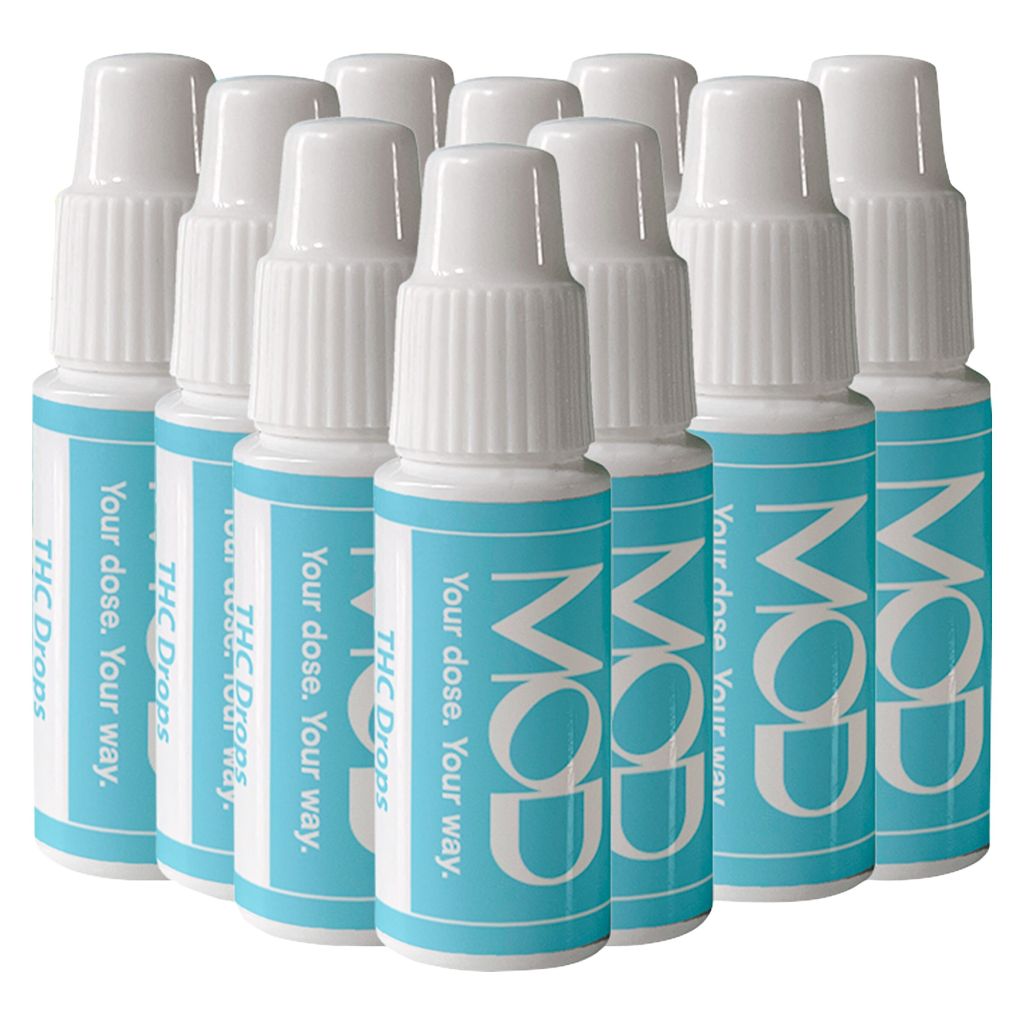 MOD THC drops cannabis oil bottles with precise dosing dropper design