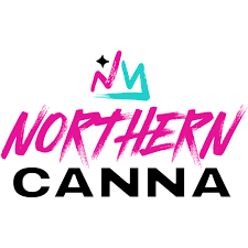 Northern Canna cannabis brand logo in pink and teal with stylized crown design