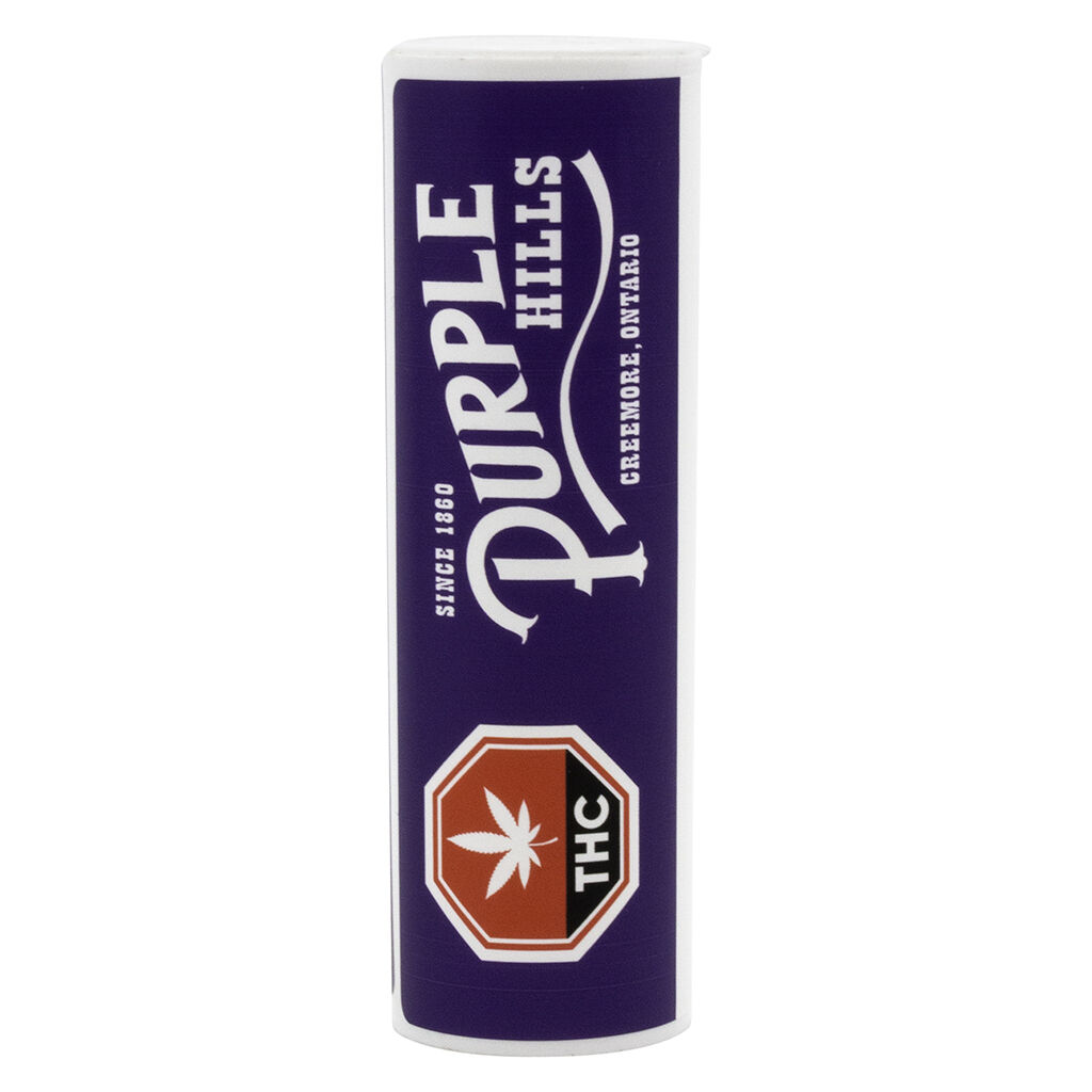 Purple Hills Island Drip 510 thread vape cartridge packaging with THC symbol