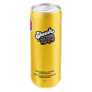 Sheesh x Nugz Neon Sunshine Happle Sm’hash live rosin cannabis beverage can 355ml