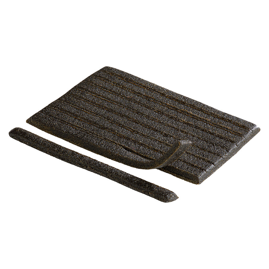 Shred X Blueberry Blaster Rip-Strip Hash with flexible sheet texture and pre-rolled strip ready for use.