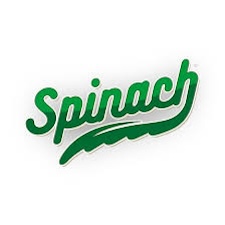 Spinach cannabis logo with green script lettering on light background