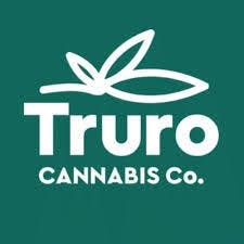 Truro Cannabis Co logo with white leaf icon and bold text on teal background