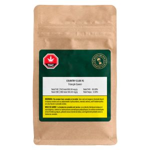 Woody Nelson Country Club Blue Gumdrops 7g cannabis package brown pouch high THC indica flower Canada