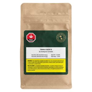Woody Nelson Triangle Queen 7g dried cannabis flower package high THC hybrid BC grown