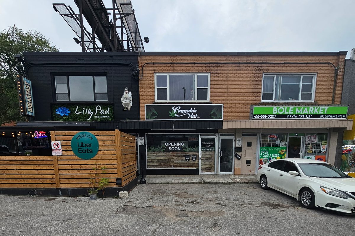 Cannabis Hut North York storefront at 701 Lawrence Ave W